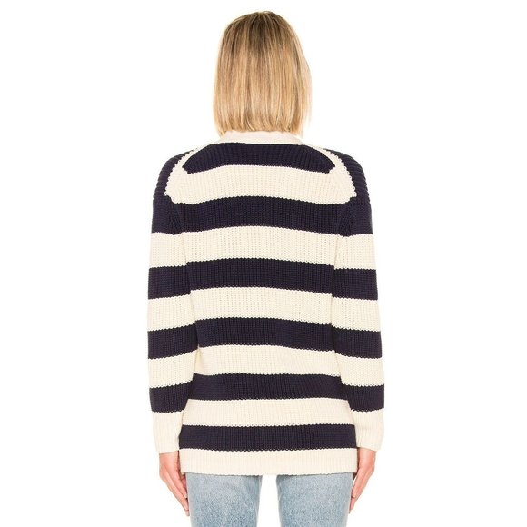 NWT Kule The Tempest Long Sleeve Button Front Cardigan Sweater Navy Cream Size S - Picture 8 of 8